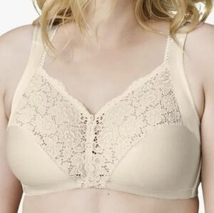 NEW Wonderbra Lace Detail Wireless Bra 38E 38D - Cream Style#2404